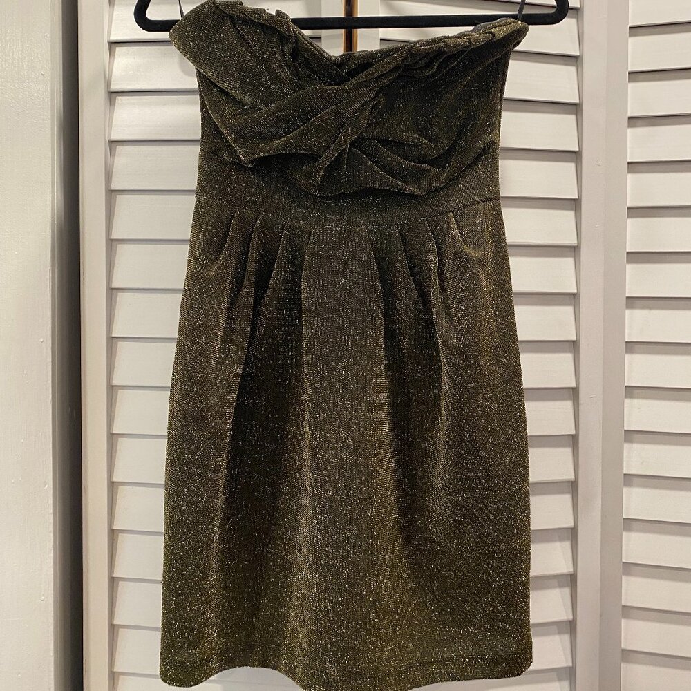 Gold strapless dress